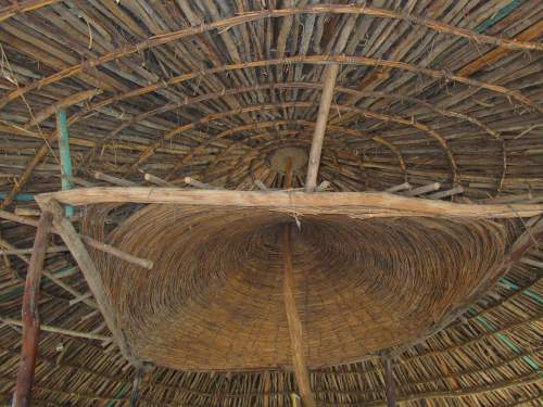 Traditional houses of Ethiopia: Interior roof traditional restaurant Southern Ethiopia