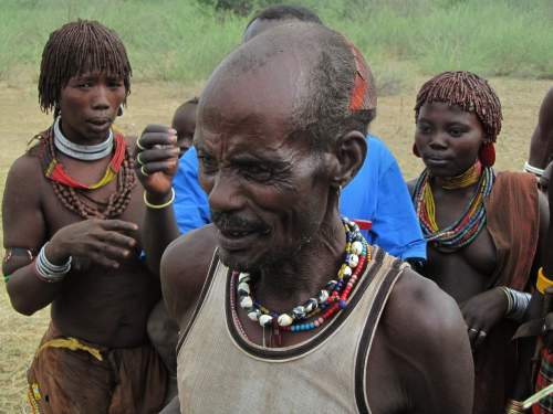  RITUALS HAMAR TRIBE ETHIOPIA: Two iron rings around the neck of a married Hamar woman.