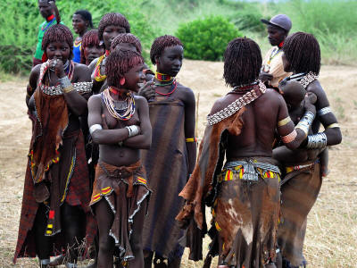 Hamer women near Mago National Park, South Ethiopia.