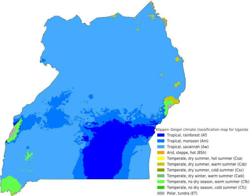 UGANDA CLIMATE MAP: K?pen map.