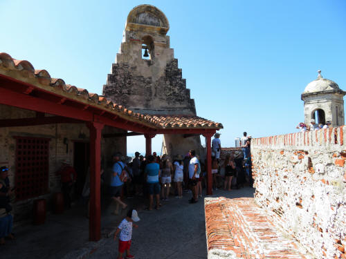 CASTILLO DE SAN FELIPE, CARTAGENA FACTS: Visitors enjoying the spectacular view from the top and an overview of the magnificent defense works.