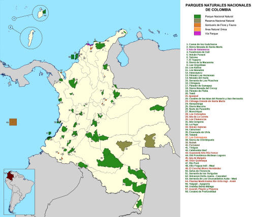 BEST NATIONAL PARKS OF COLOMBIA LISTS ALL PROTECTED AREAS: NATIONAL MAP