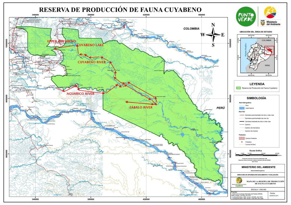 6 BEST TROPICAL ADVENTURE TOURS AND TRAVEL TIPS, [ECUADOR]: Detailed map Cuyabeno Wildlife Reserve with route.