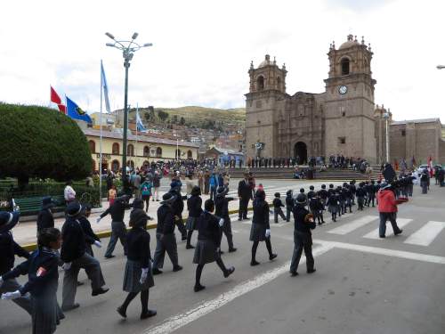 THINGS TO DO IN PUNO, PERU & FLOATING ISLANDS: Cathedral Basilica at Plaza de las Armas.