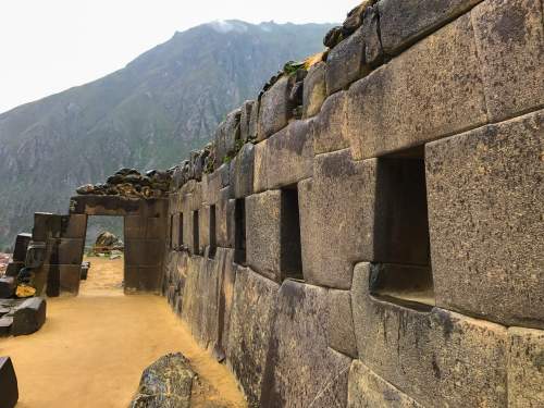 OLLANTAYTAMBO, PERU, FORTRESS & RUINS [CUSCO's TRAIN STATION TO MACHU PICHU]: The inca ruins  of Ollantaytambo.