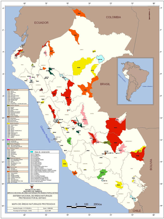 NATIONAL PARKS OF PERU MAP]: National Parks and Reserves Map Peru. Our National Parks Tour takes you there!