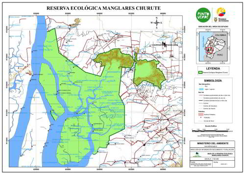 MANGLARES CHURUTE RESERVE MANGROVE TOURS:Detailed map of the reserve.